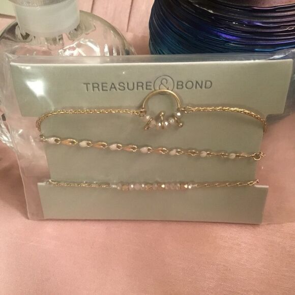 NWT Treasure Bond (Nordstrom) Set of 3 Adjustable Goldtone Bracelets - Picture 7 of 8